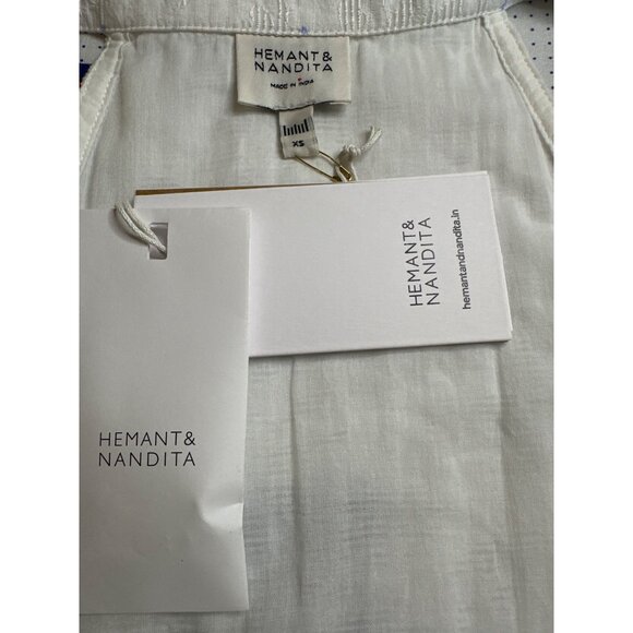 HEMANT AND NANDITA Tora Long Belt Buckle Dress in White X-Small New Maxi Gown - Picture 9 of 13